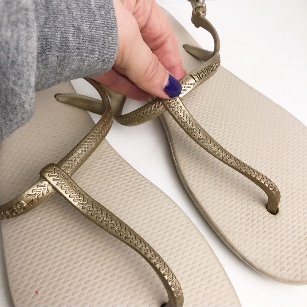 Havaianas gold tan tstrap thong flat sandal - Picture 2 of 4